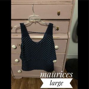 Maurices Large Navy White Polka Dot Tank